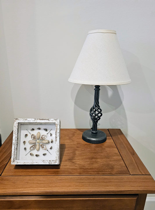 Olive Gibbosa Sliced Shell & Spikes on White Linen 5.5x5.5