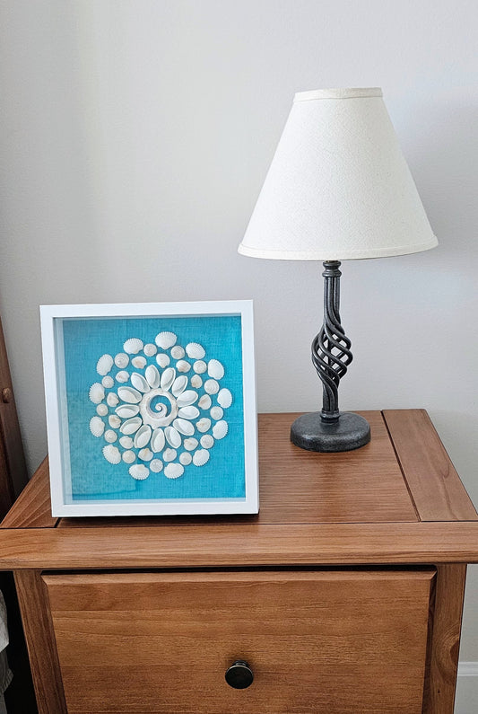 Bubble Shells & Pearlized Trochus on Fabric 8.5x8.5