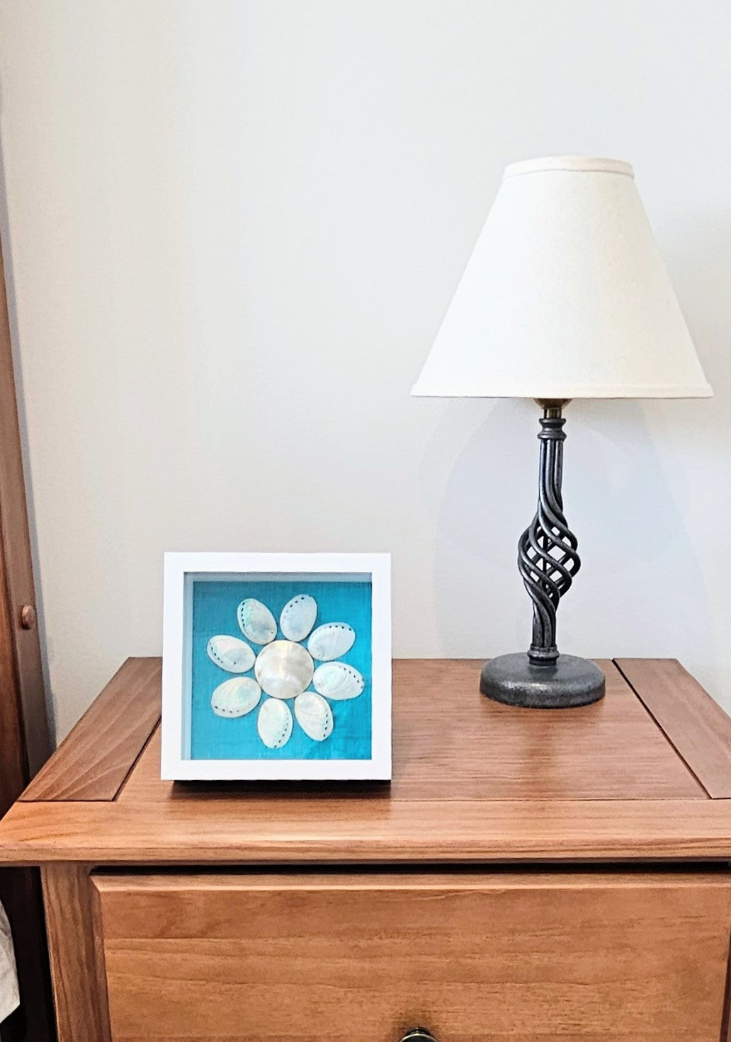 Pearlized Abalone & Mother of Pearl on fabric 5.5x5.5