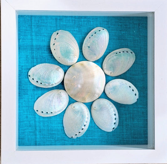 Pearlized Abalone & Mother of Pearl on fabric 5.5x5.5