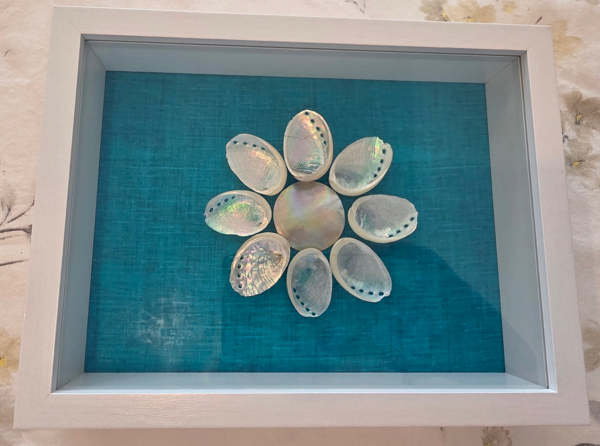 Pearled Abalone and MOP on turquoise linen